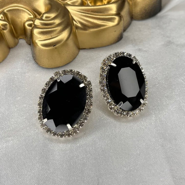 BLACK RHINESTONE EARRINGS