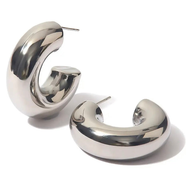 CHUNKY SILVER HOOPS