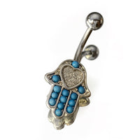 BABY BLUE HAMSA BELLY RING